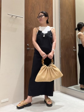 「GALLARDAGALANTE（ガリャルダガランテ）の【2.718】パフサンダル（サンダル、ベージュ系）」を使った、ggmichiiさん（レディース・168cm）の春コーディネート
