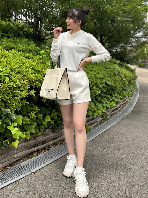 【国内発 すぐ届く】 LACOSTE ワッフルニット 長袖Tシャツ LACOSTE tシャツ ワッフルニット ヘンリーネック長袖Tシャツ