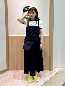 「LACOSTE（ラコステ）のアイテム（Tシャツ/カットソー）」を使った、Rinさん（レディース・157cm）の夏コーディネート