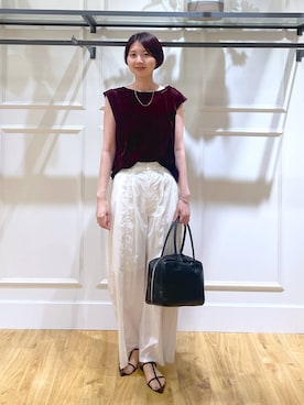 「A part by（アパートバイ）のソフトボストンバッグ（ボストンバッグ）」を使った、apartby32さん（レディース・168cm）の夏コーディネート