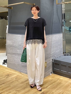 「A part by（アパートバイ）のナローストラップサンダル（サンダル、ブラック系）」を使った、apartby32さん（レディース・168cm）の夏コーディネート
