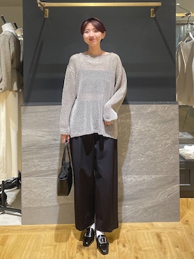 「A part by（アパートバイ）の【36サイズ展開】バックルヒールローファー（ローファー、ブラック系）」を使った、apartby32さん（レディース・168cm）の春コーディネート