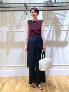 「A part by（アパートバイ）のソフトボストンバッグ（ボストンバッグ）」を使った、apartby32さん（レディース・168cm）の夏コーディネート