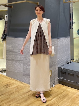 「A part by（アパートバイ）のナローストラップサンダル（サンダル、ブラック系）」を使った、apartby32さん（レディース・168cm）の夏コーディネート