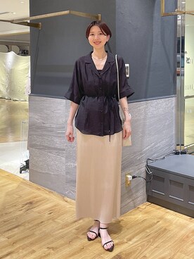 「A part by（アパートバイ）のプリーツイージータイトスカート2≪追加4≫（スカート）」を使った、apartby32さん（レディース・168cm）の夏コーディネート