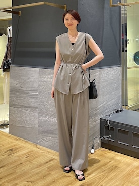 「A part by（アパートバイ）のベアキャミ（タンクトップ、ブラック系）」を使った、apartby32さん（レディース・168cm）の夏コーディネート