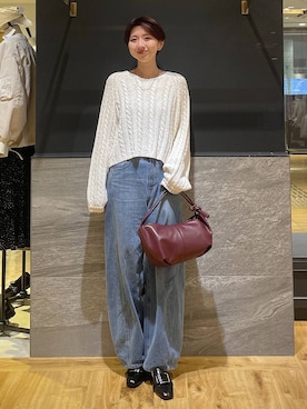 「A part by（アパートバイ）のApbコクーンデニムパンツ≪追加3≫（デニムパンツ）」を使った、apartby32さん（レディース・168cm）の春コーディネート