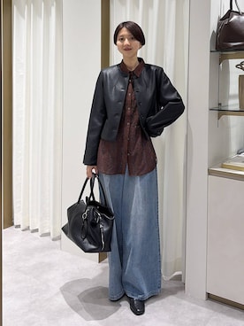 「A part by（アパートバイ）の2WAYソフトボストンBAG（ボストンバッグ、ブラック系）」を使った、apartby32さん（レディース・168cm）の秋コーディネート