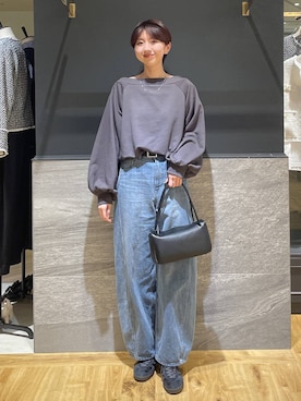 「A part by（アパートバイ）のApbコクーンデニムパンツ≪追加3≫（デニムパンツ）」を使った、apartby32さん（レディース・168cm）の冬コーディネート