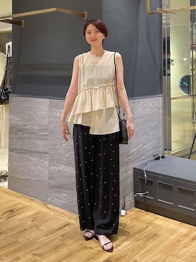 「A part by（アパートバイ）のナローストラップサンダル（サンダル、ブラック系）」を使った、apartby32さん（レディース・168cm）の夏コーディネート