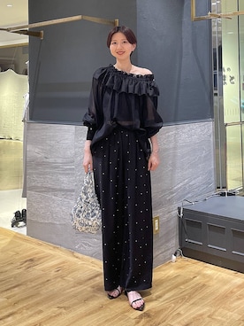 「A part by（アパートバイ）のベアキャミ（背心、ブラック系）」を使った、apartby32さん（レディース・168cm）の夏コーディネート