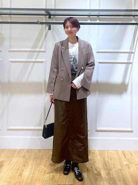 「A part by（アパートバイ）のＷライクテーラードスリットジャケット（テーラードジャケット）」を使った、apartby32さん（レディース・168cm）の秋コーディネート