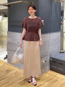 「A part by（アパートバイ）のプリーツイージータイトスカート2≪追加4≫（スカート）」を使った、apartby32さん（レディース・168cm）の夏コーディネート
