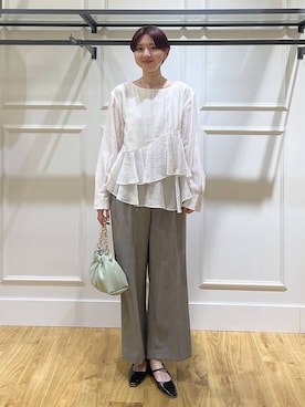 「A part by（アパートバイ）のチェーン2WAYBAG（ショルダーバッグ、グリーン系）」を使った、apartby32さん（レディース・168cm）の春コーディネート