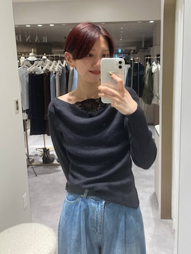 「A part by（アパートバイ）のギャザーコインローファー（ローファー、ブラック系）」を使った、apartby32さん（レディース・168cm）の秋コーディネート