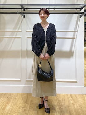 「A part by（アパートバイ）のハートモチーフバッグ（ショルダーバッグ、ブラック系）」を使った、apartby32さん（レディース・168cm）の春コーディネート