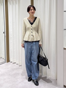 「A part by（アパートバイ）のソフトカーブバッグ（ショルダーバッグ、ブラック系）」を使った、apartby32さん（レディース・168cm）の秋コーディネート
