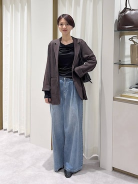 「A part by（アパートバイ）のソフトカーブバッグ（ショルダーバッグ、ブラック系）」を使った、apartby32さん（レディース・168cm）の秋コーディネート