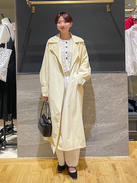 「A part by（アパートバイ）の3WAYスタンドロングコート（その他アウター、イエロー系）」を使った、apartby32さん（レディース・168cm）の春コーディネート