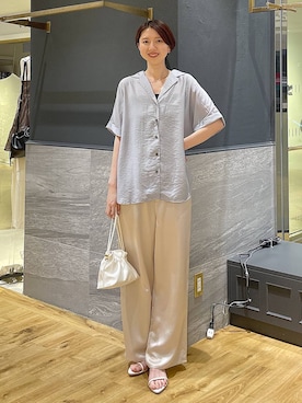 「A part by（アパートバイ）のキンチャクミニショルダバッグ（ショルダーバッグ、ホワイト系）」を使った、apartby32さん（レディース・168cm）の夏コーディネート