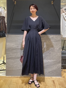 「A part by（アパートバイ）のキンチャクミニショルダバッグ（ショルダーバッグ、レッド系）」を使った、apartby32さん（レディース・168cm）の夏コーディネート