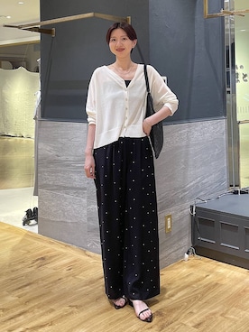 「A part by（アパートバイ）のベアキャミ（背心、ブラック系）」を使った、apartby32さん（レディース・168cm）の夏コーディネート