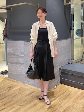 「A part by（アパートバイ）のハートモチーフバッグ（ショルダーバッグ、ブラック系）」を使った、apartby32さん（レディース・168cm）の夏コーディネート