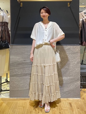 「A part by（アパートバイ）のチュールタンク（タンクトップ、ブラック系）」を使った、apartby32さん（レディース・168cm）の夏コーディネート