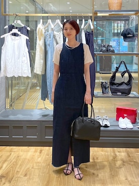 「A part by（アパートバイ）のソフトボストンバッグ（ボストンバッグ）」を使った、apartby32さん（レディース・168cm）の夏コーディネート