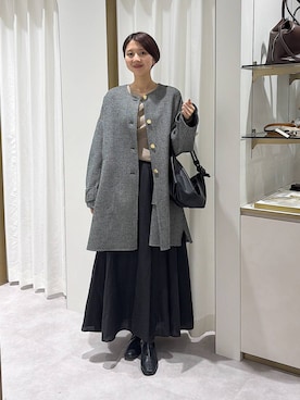 「A part by（アパートバイ）のアシメドレープニットプルオーバー（ニット/セーター、ブラウン系）」を使った、apartby32さん（レディース・168cm）の秋コーディネート