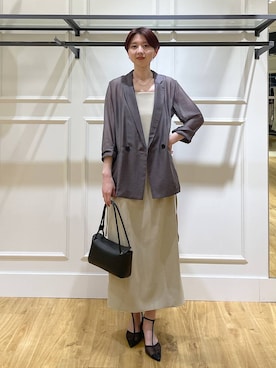 「A part by（アパートバイ）の≪追加3≫シアーWジャケット（テーラードジャケット、グレー系）」を使った、apartby32さん（レディース・168cm）の春コーディネート
