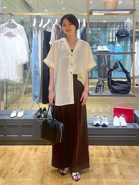 「A part by（アパートバイ）のソフトボストンバッグ（ボストンバッグ）」を使った、apartby32さん（レディース・168cm）の夏コーディネート