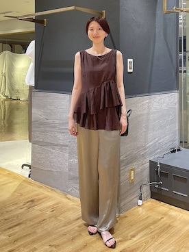 「A part by（アパートバイ）のナローストラップサンダル（サンダル、ブラック系）」を使った、apartby32さん（レディース・168cm）の夏コーディネート
