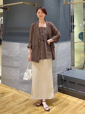 「A part by（アパートバイ）のキンチャクミニショルダバッグ（ショルダーバッグ、ホワイト系）」を使った、apartby32さん（レディース・168cm）の夏コーディネート