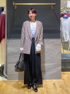 「A part by（アパートバイ）のＷライクテーラードスリットジャケット（テーラードジャケット）」を使った、apartby32さん（レディース・168cm）の秋コーディネート