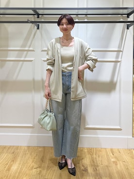 「A part by（アパートバイ）のチェーン2WAYBAG（ショルダーバッグ、グリーン系）」を使った、apartby32さん（レディース・168cm）の春コーディネート