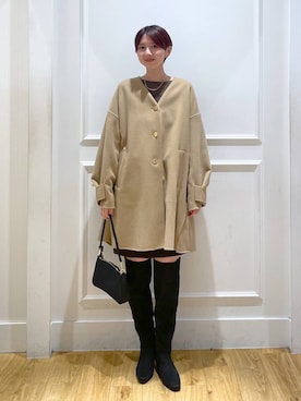 「アイテム（ノーカラーコート）」を使った、apartby32さん（レディース・168cm）の秋コーディネート