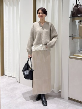 「A part by（アパートバイ）のサテンレースタンク（シャツ/ブラウス、ホワイト系）」を使った、apartby32さん（レディース・168cm）の秋コーディネート