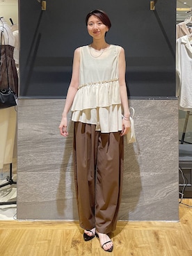 「A part by（アパートバイ）のナローストラップサンダル（サンダル、ブラック系）」を使った、apartby32さん（レディース・168cm）の夏コーディネート