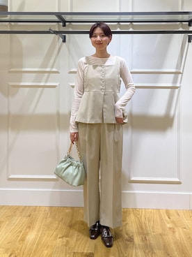 「A part by（アパートバイ）のチェーン2WAYBAG（ショルダーバッグ、グリーン系）」を使った、apartby32さん（レディース・168cm）の春コーディネート