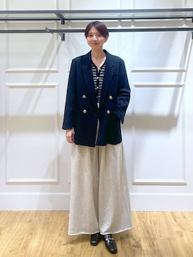 「A part by（アパートバイ）のＷライクテーラードスリットジャケット（テーラードジャケット）」を使った、apartby32さん（レディース・168cm）の秋コーディネート