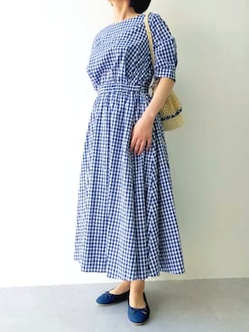 「アイテム（バレエシューズ、ブルー系）」を使った、itachiさん（レディース・156cm）の春コーディネート