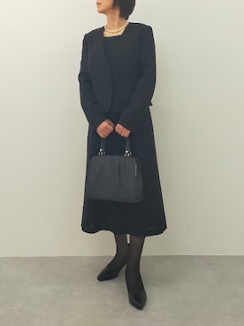 「ブラックフォーマル」｜itachiさん（レディース・156cm）の冬コーディネート