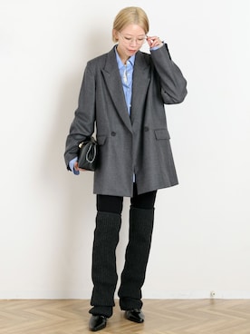 「AP STUDIO（エーピーストゥディオ）のHeritage Double Jacket（テーラードジャケット、グレー系）」を使った、STAFF.Mさん（レディース・162cm）の秋コーディネート