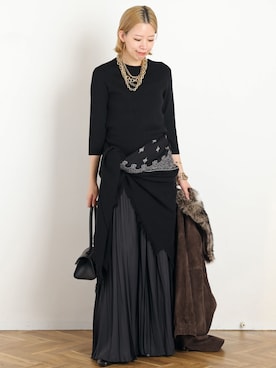 「Gabriela Artigas（ガブリエラアルティガス）の*【GABRIELA ARTIGAS】FLAT BEAM CUFF（ブレスレット、ゴールド系）」を使った、STAFF.Mさん（レディース・162cm）の秋コーディネート