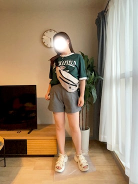 「アイテム（ボディバッグ/ウエストポーチ）」を使った、m_記録用さん（レディース・156cm）の夏コーディネート