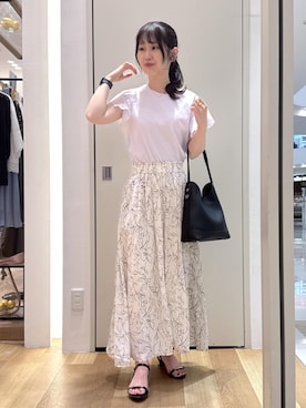 「ROPE' PICNIC（ロペピクニック）のme fit BAG フィットワンショルダーミドルバッグ（ショルダーバッグ、ブラック系）」を使った、hikariさん（レディース・162cm）の夏コーディネート