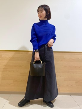 「リブ切替ニット」｜kariさん（レディース・162cm）の冬コーディネート