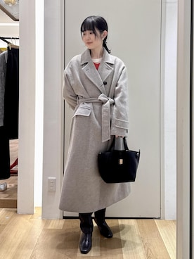 「アイテム（チェスターコート）」を使った、kariさん（レディース・162cm）の冬コーディネート