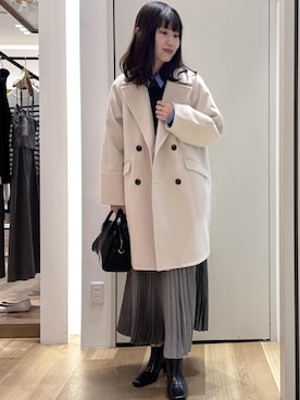 「アイテム（ピーコート）」を使った、kariさん（レディース・162cm）の秋コーディネート